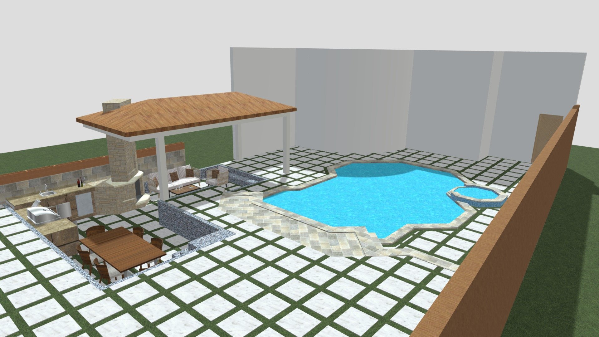 Outdoor Living/Kitchen + Pool - Download Free 3D model by daniela.meran ...