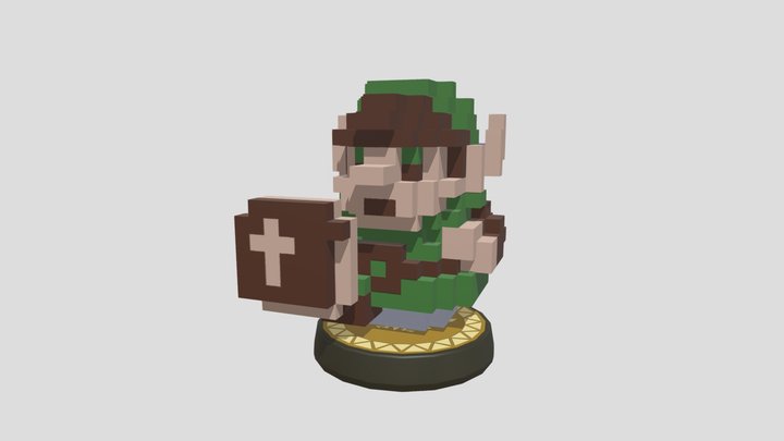Amiibo Link The Legend of Zelda Pixel Art 3D Model