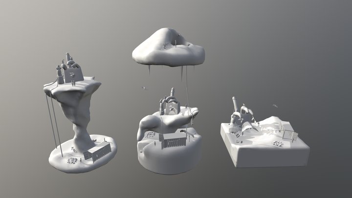 DAE 3 Diorama House Blockouts - Rustborn 3D Model