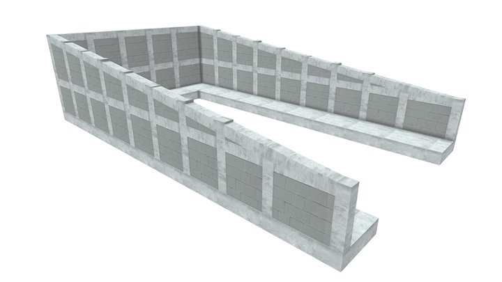 Projeto Estrutural - Muro de Arrimo - 2.20 m 3D Model