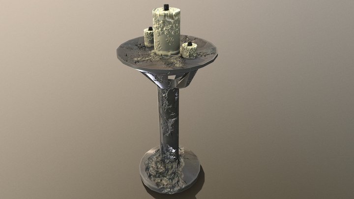 Low Poly Medieval Candle Light Stand 3D Model