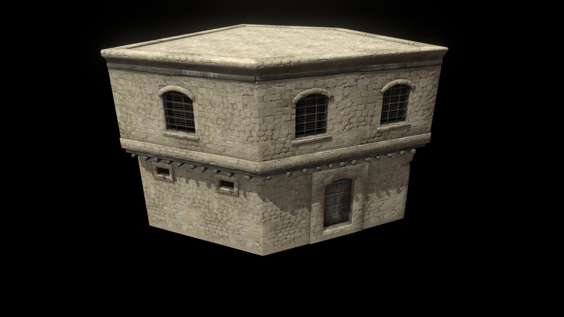3D model Old House - This is a 3D model of the Old House. The 3D model is about a building with a tower.