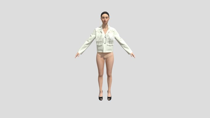 Perforated Fringe Crop Jacket 3D Model
