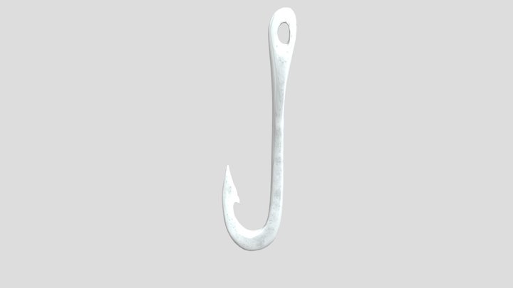 Ancient Stone Age Carved Bone Fish Hook 3D Model