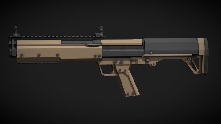 Low Poly KSG-12 Shotgun 3D Model
