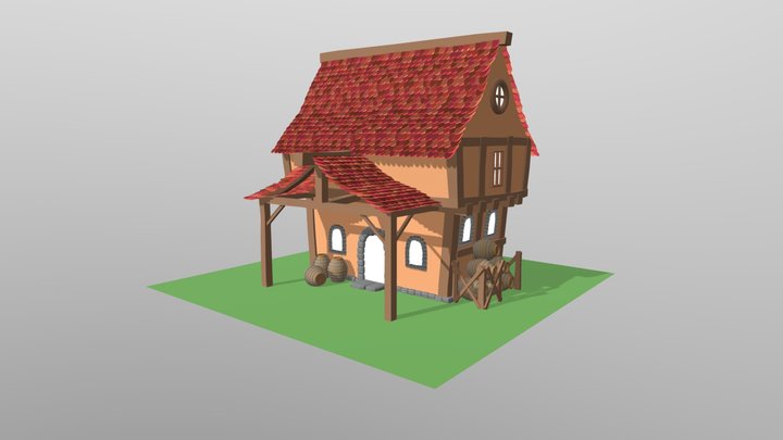 Low-poly Medieval Tavern 3D Model