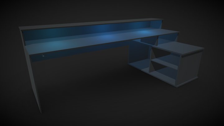 Lowpoly Style Gaming Desk 3D Model