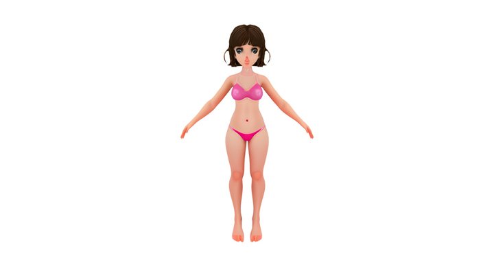 animated female character in a swimsuit 3D Model