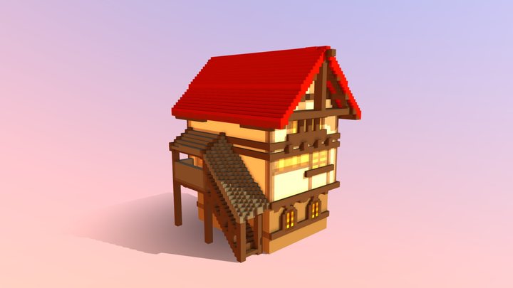 Voxel cottage 3D Model