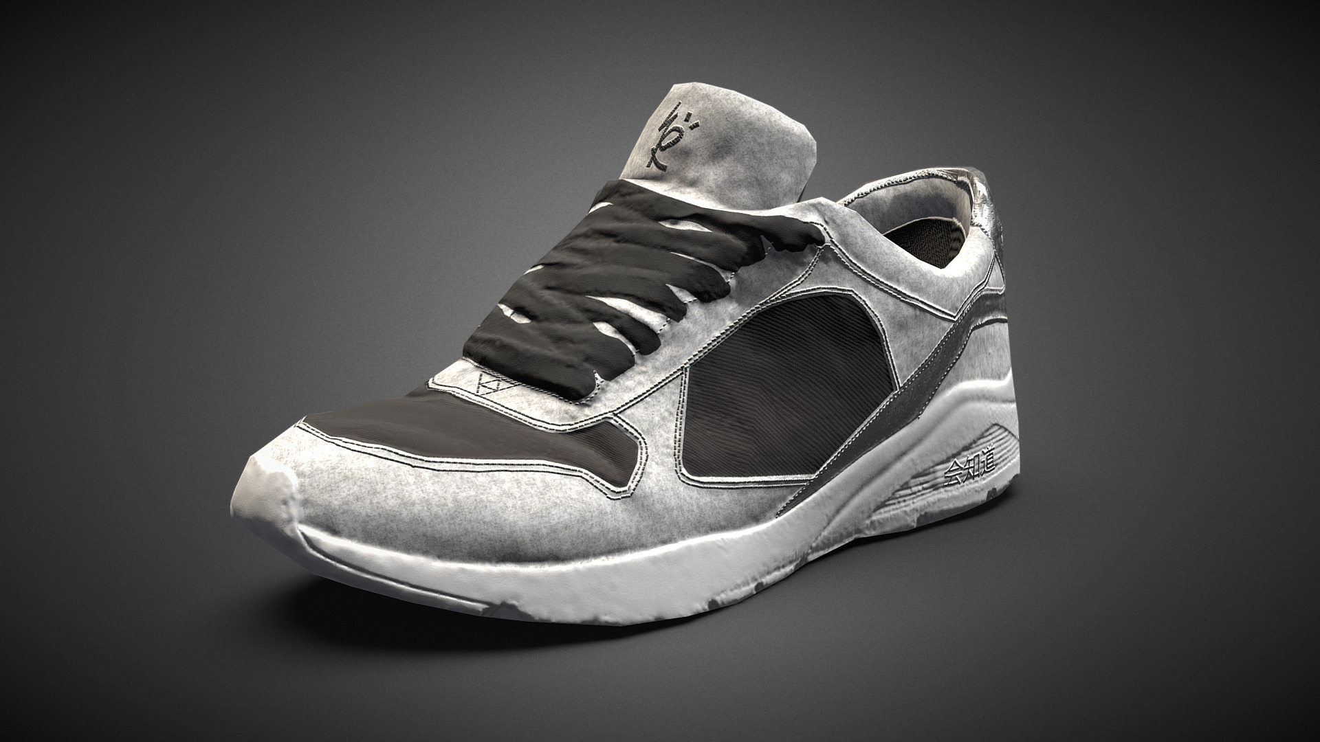 3D model Light Sneakers – Grey edition - This is a 3D model of the Light Sneakers - Grey edition. The 3D model is about a grey and white shoe.
