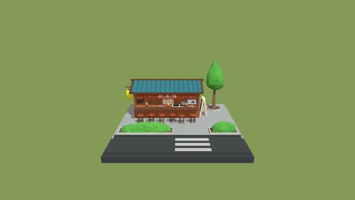 Sidewalk Noodlebar - Simple Scene 3D Model