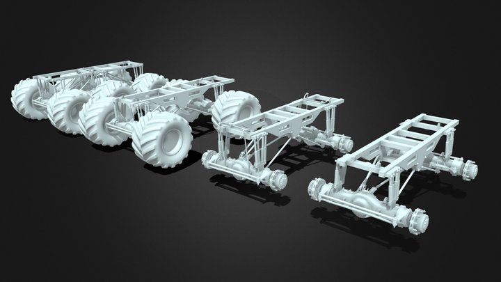 Rigged Monster Truck Chassis 3D Model