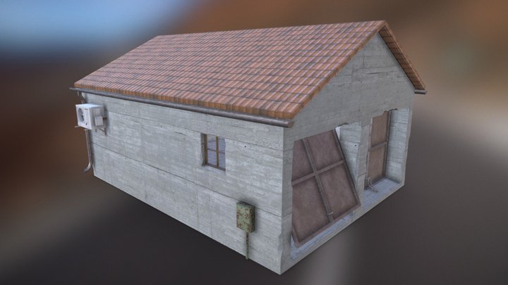 Downloadable double door garage 3D Model