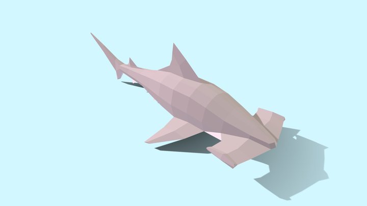 Low Poly Great Hammerhead Shark with Animations 3D Model