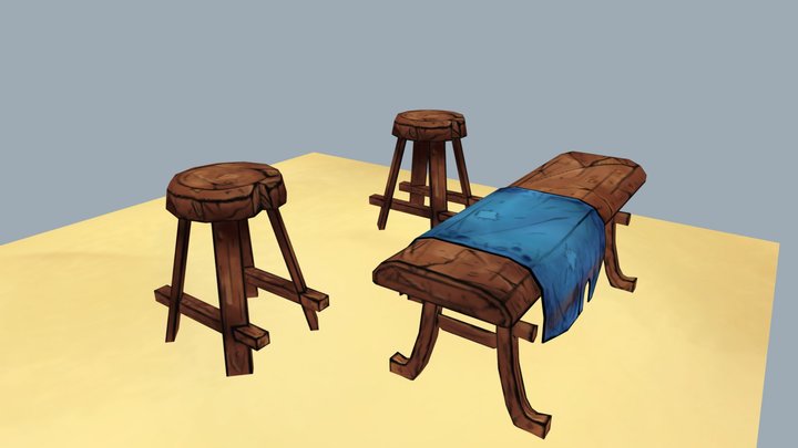 Stylized Mini Bar WIP 3D Model