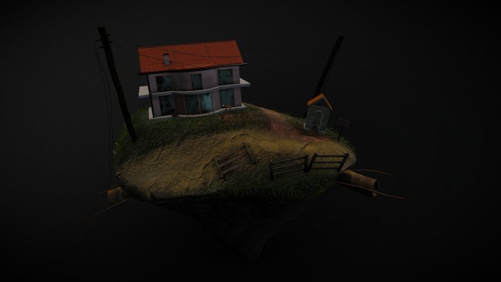 Isolated House Diorama 3D Model