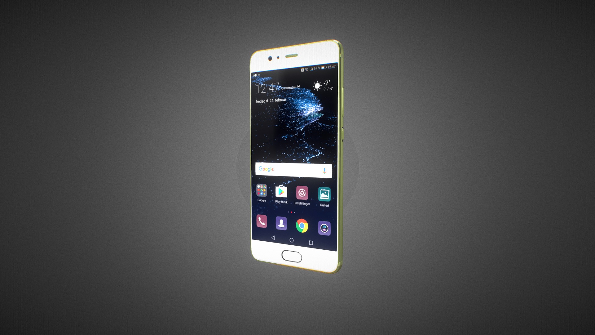 3D model Huawei P10 for Element 3D - This is a 3D model of the Huawei P10 for Element 3D. The 3D model is about a cell phone with a blue screen.
