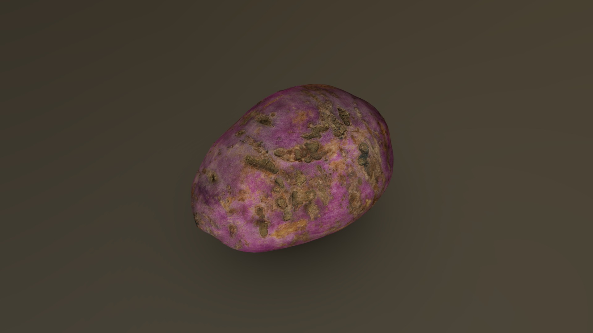 3D model Camote (Sweet Potato) 01 - This is a 3D model of the Camote (Sweet Potato) 01. The 3D model is about a pink and green spherical object.