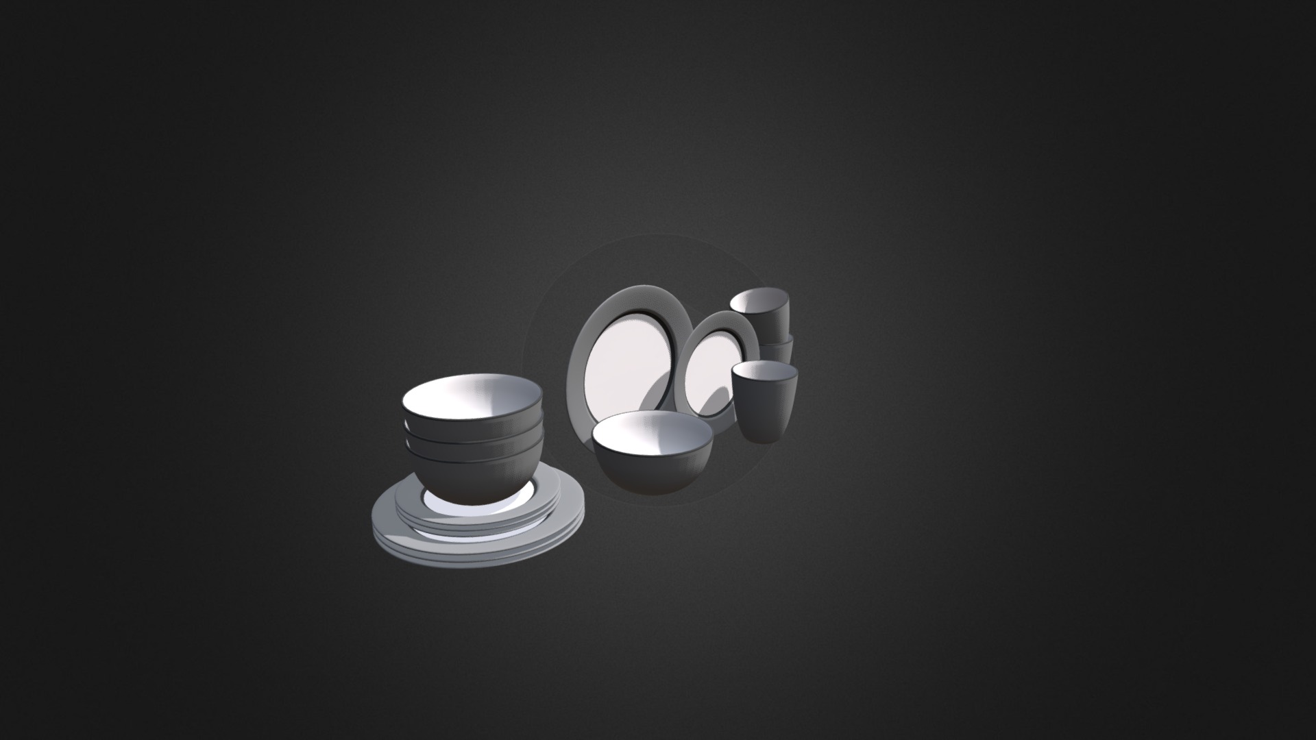 3D model Grey Dishes Set D Model - This is a 3D model of the Grey Dishes Set D Model. The 3D model is about a light bulb with a light bulb.