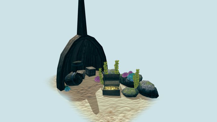 Sunken Shipwreck 3D Model