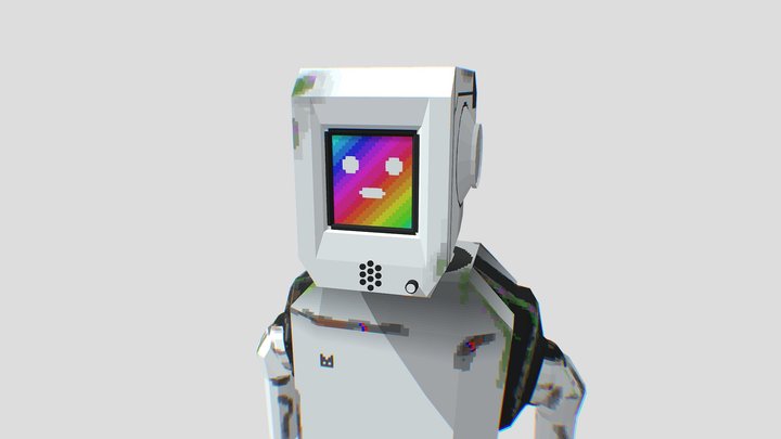Low Poly Stray Game Robot Bust 3D Model