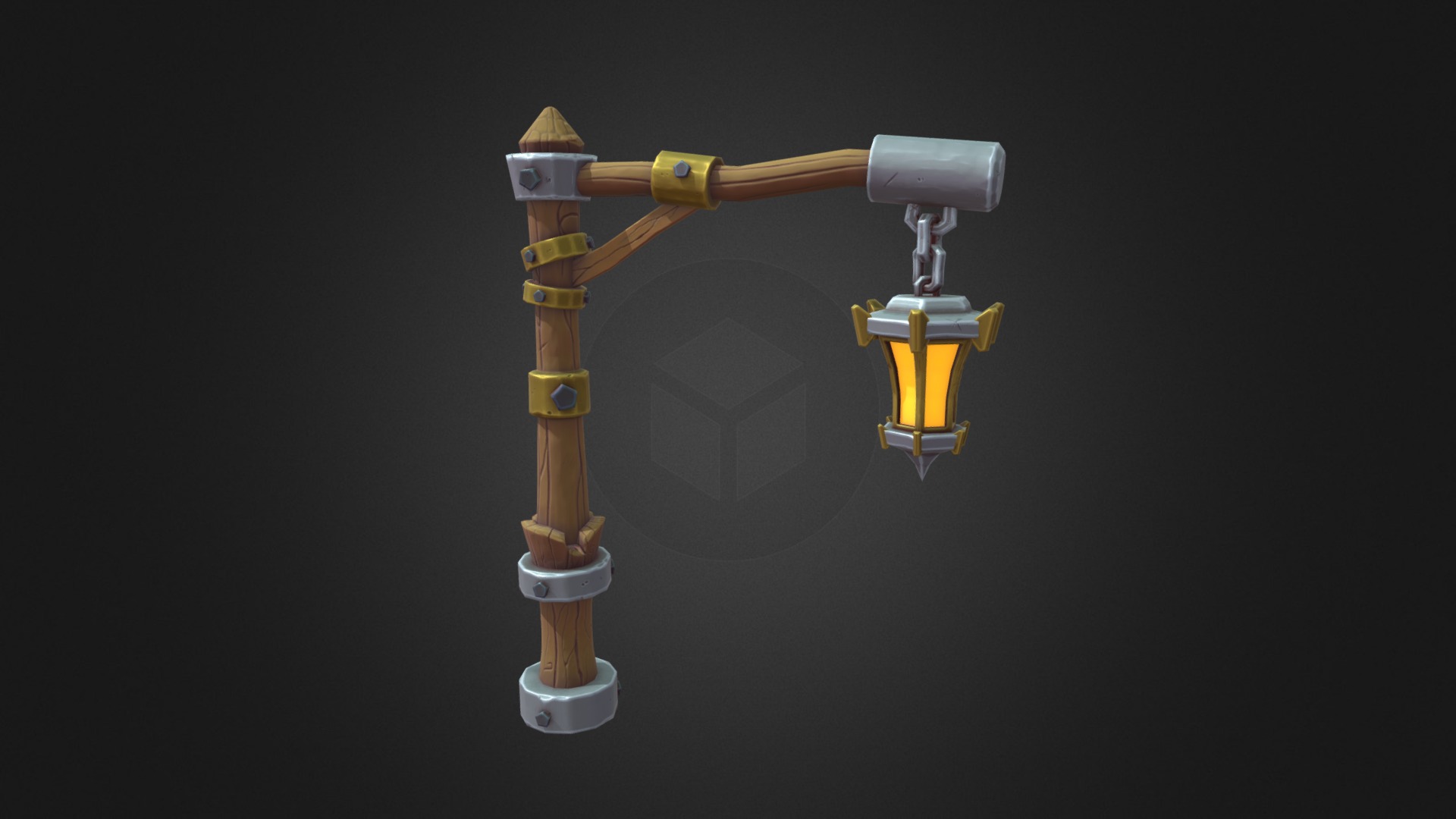 3D model Stylised Lamp Post - This is a 3D model of the Stylised Lamp Post. The 3D model is about a few metal objects.