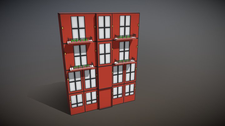 Low Poly Apartment Tower 3D Model