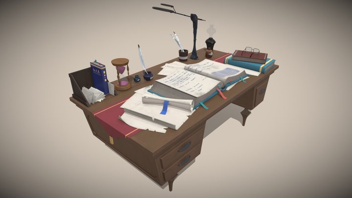 Vintage Desk 3D Model