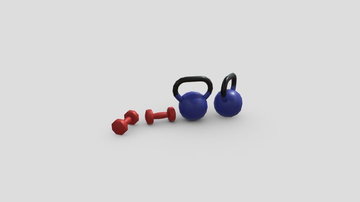 Gym kettlebells and dumbbells