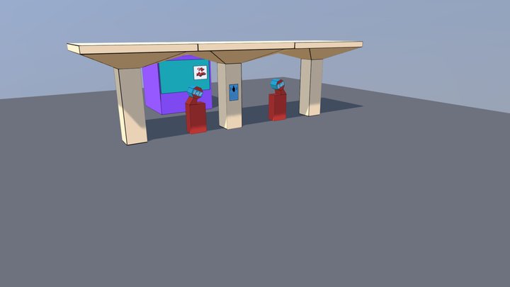 Low Poly Gas Station 3D Model