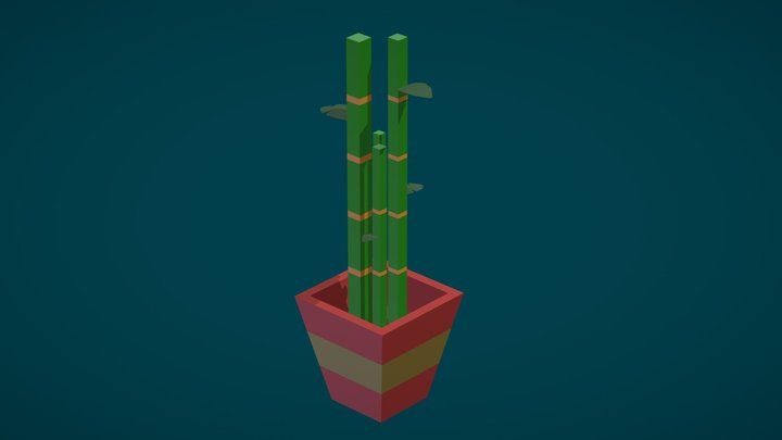 Potted Low Poly Bamboo Sticks 3D Model