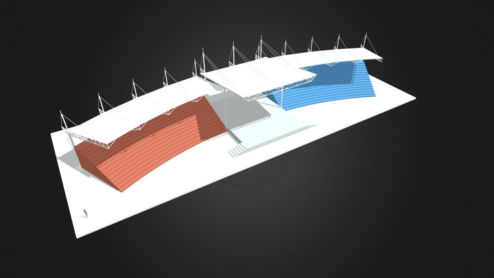 SG-C15A  Tension Rod Supported Grandstands Roof 3D Model