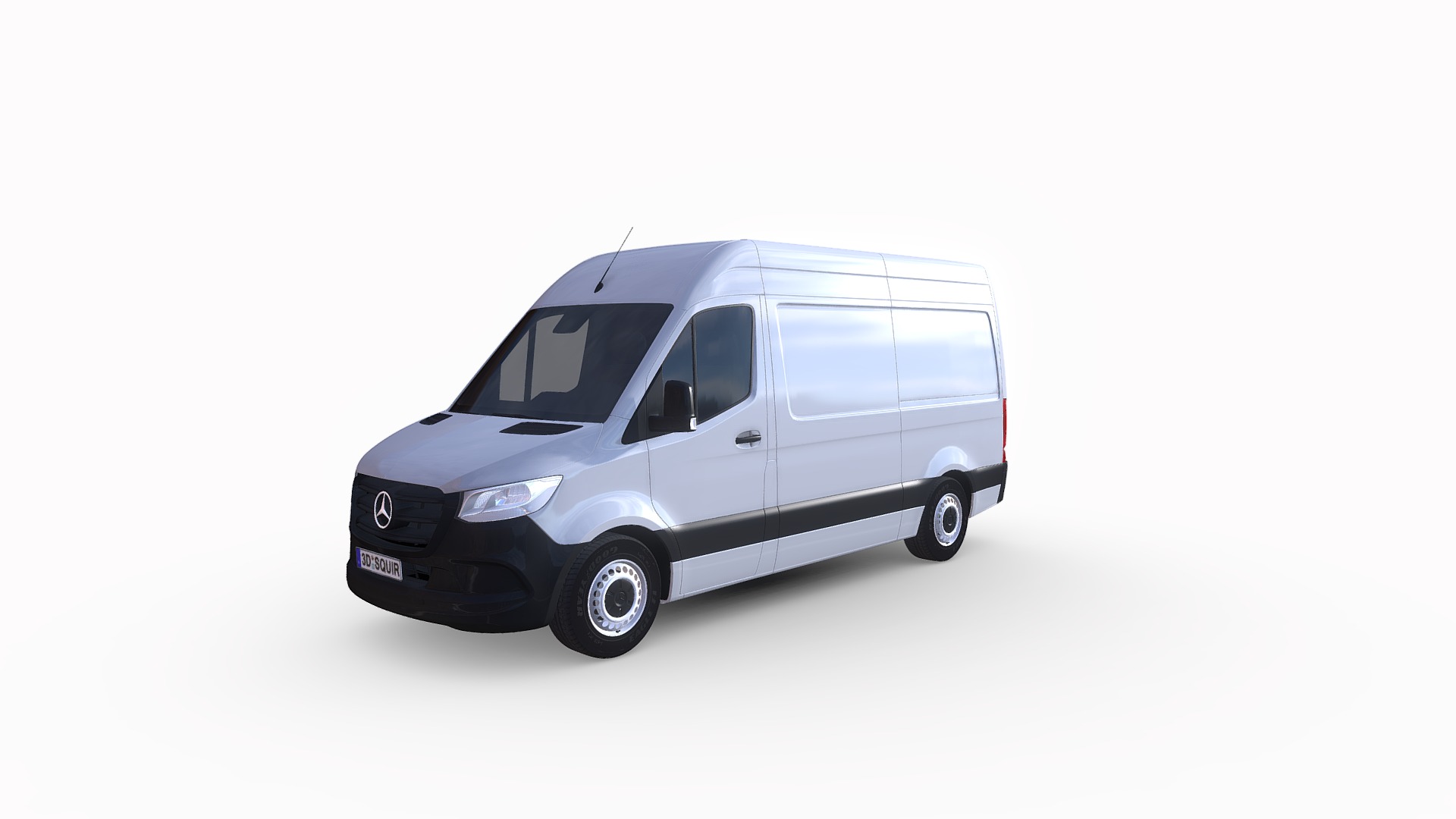 3D model Mercedes- Benz Sprinter Standard 2019 - This is a 3D model of the Mercedes- Benz Sprinter Standard 2019. The 3D model is about a silver van with a black roof.
