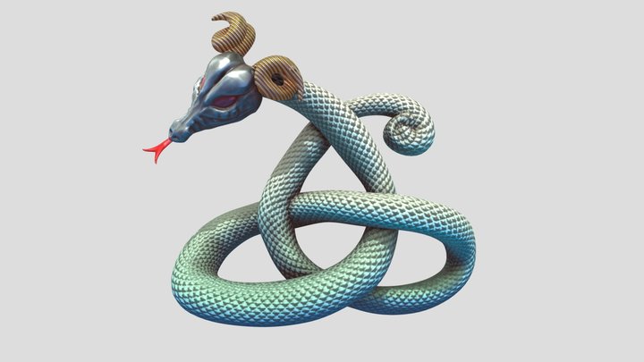 뱀타래 snake with devil horn 3D Model