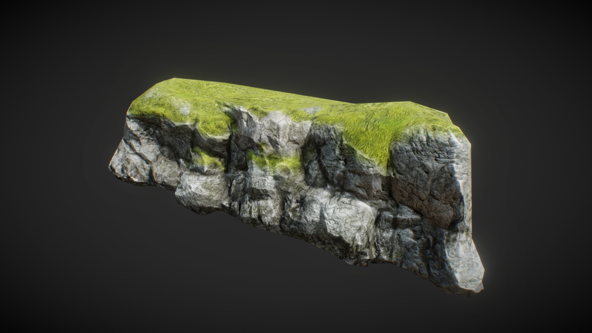 3D model Generic Cliff B [RHE] - This is a 3D model of the Generic Cliff B [RHE]. The 3D model is about a rock with a green top.