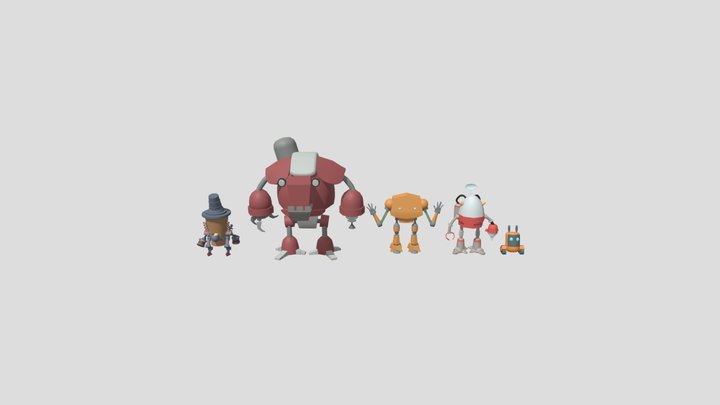 XYZ HW - Colored draft Robots 3D Model