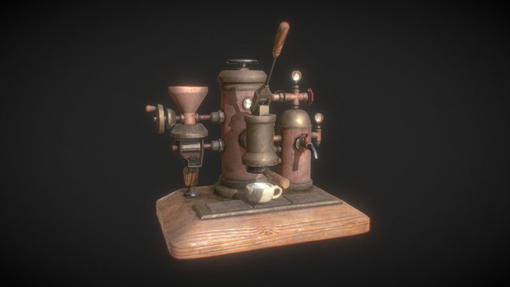 Steampunk Coffee Machine 3D Model