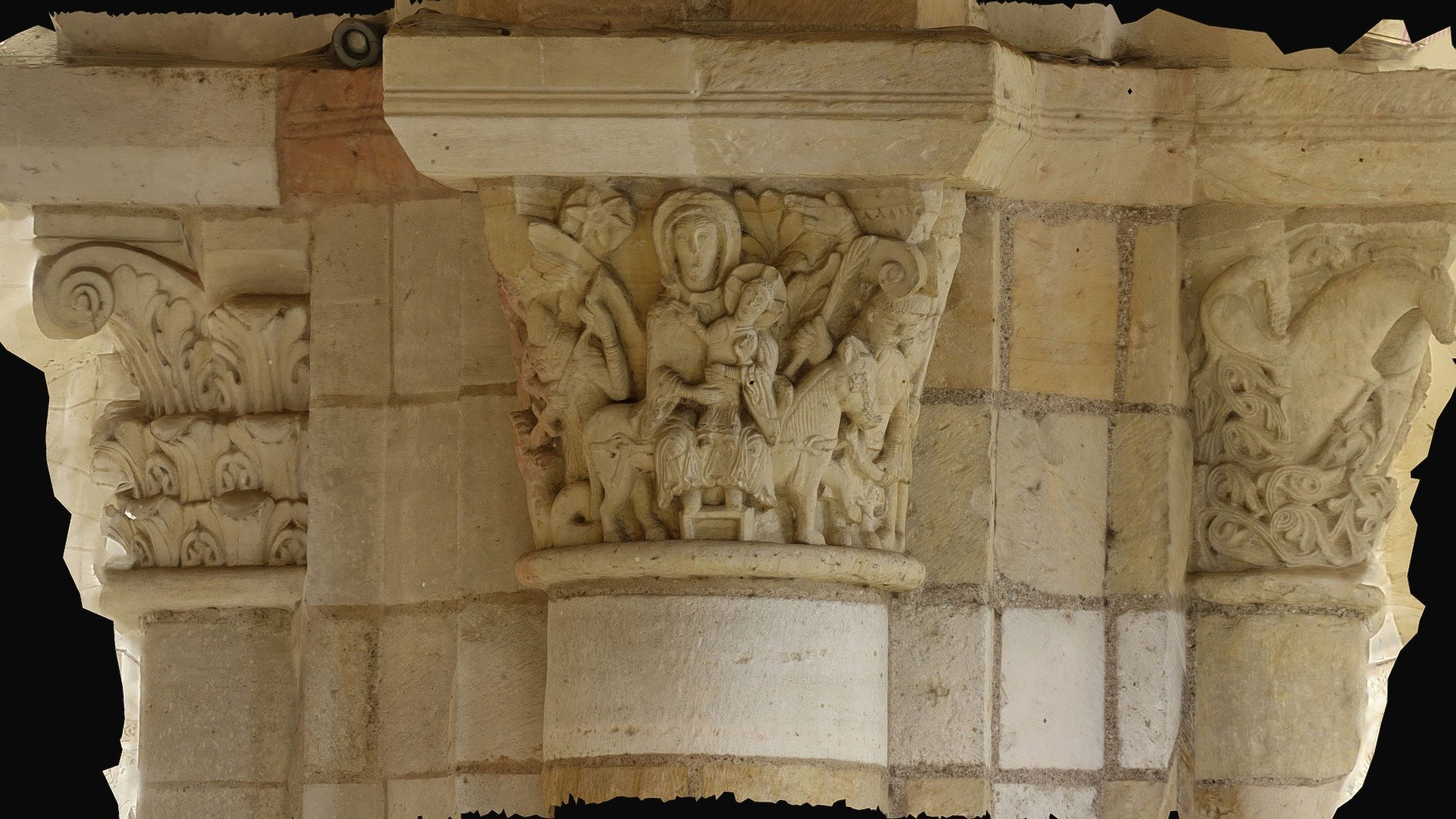 Saint-Benoit sur Loire chapiteaux du Porche 3 — Sketchfab embed 3D viewer