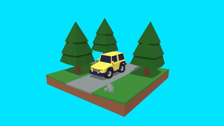 Jipe low poly - forest scene. 3D Model