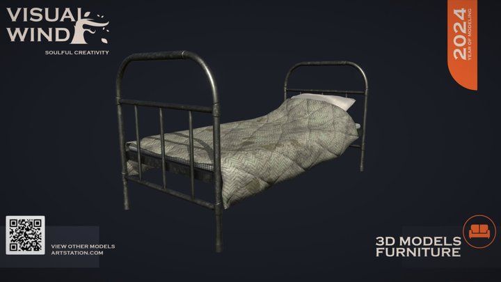 Metal bed ( fittings ) 3D Model