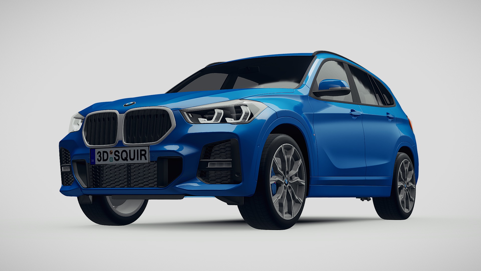 3D model BMW X1 M Sport 2020 - This is a 3D model of the BMW X1 M Sport 2020. The 3D model is about a blue car with a white background.