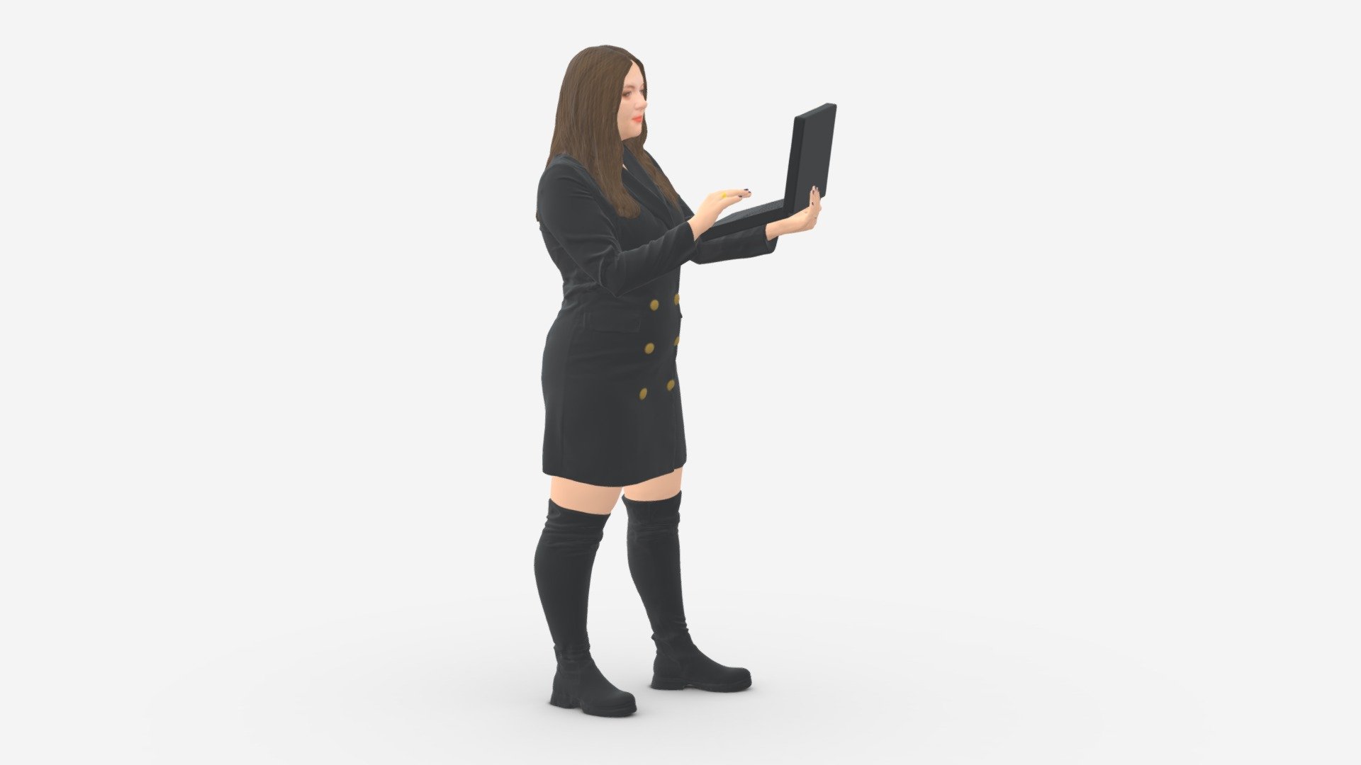 001502 girl in a suit with a laptop - Buy Royalty Free 3D model by ...