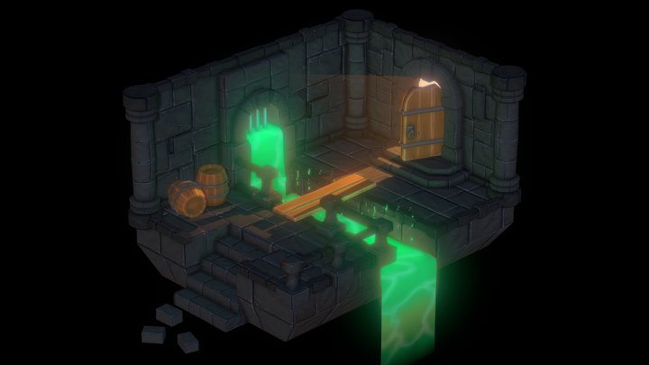 Stylized Dungeon Diorama 3D Model
