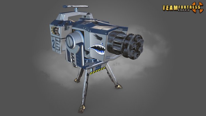 Team Fortress Classic - Lvl 2 Sentry - BLU 3D Model