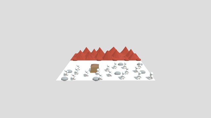 Mountains And Rival And Hut In Forest 3D Model