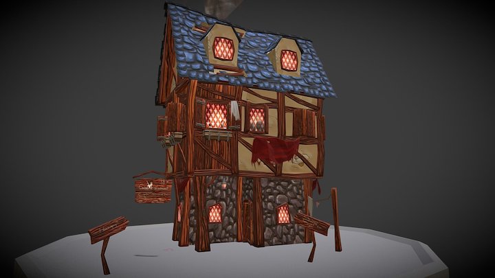 Medieval Brothel - Village Diorama 3D Model