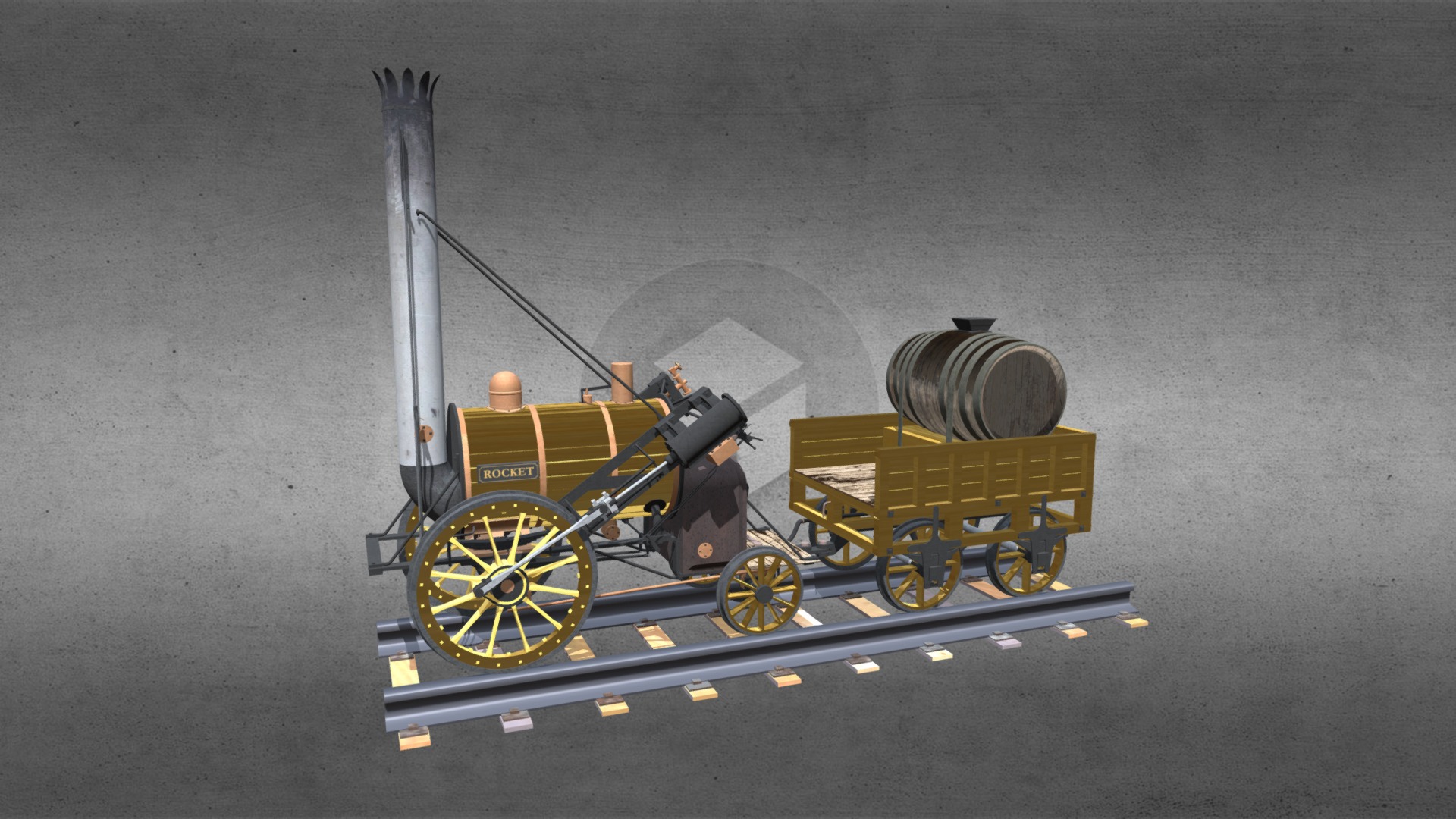 3D model Rocket Train - This is a 3D model of the Rocket Train. The 3D model is about a toy train on a table.