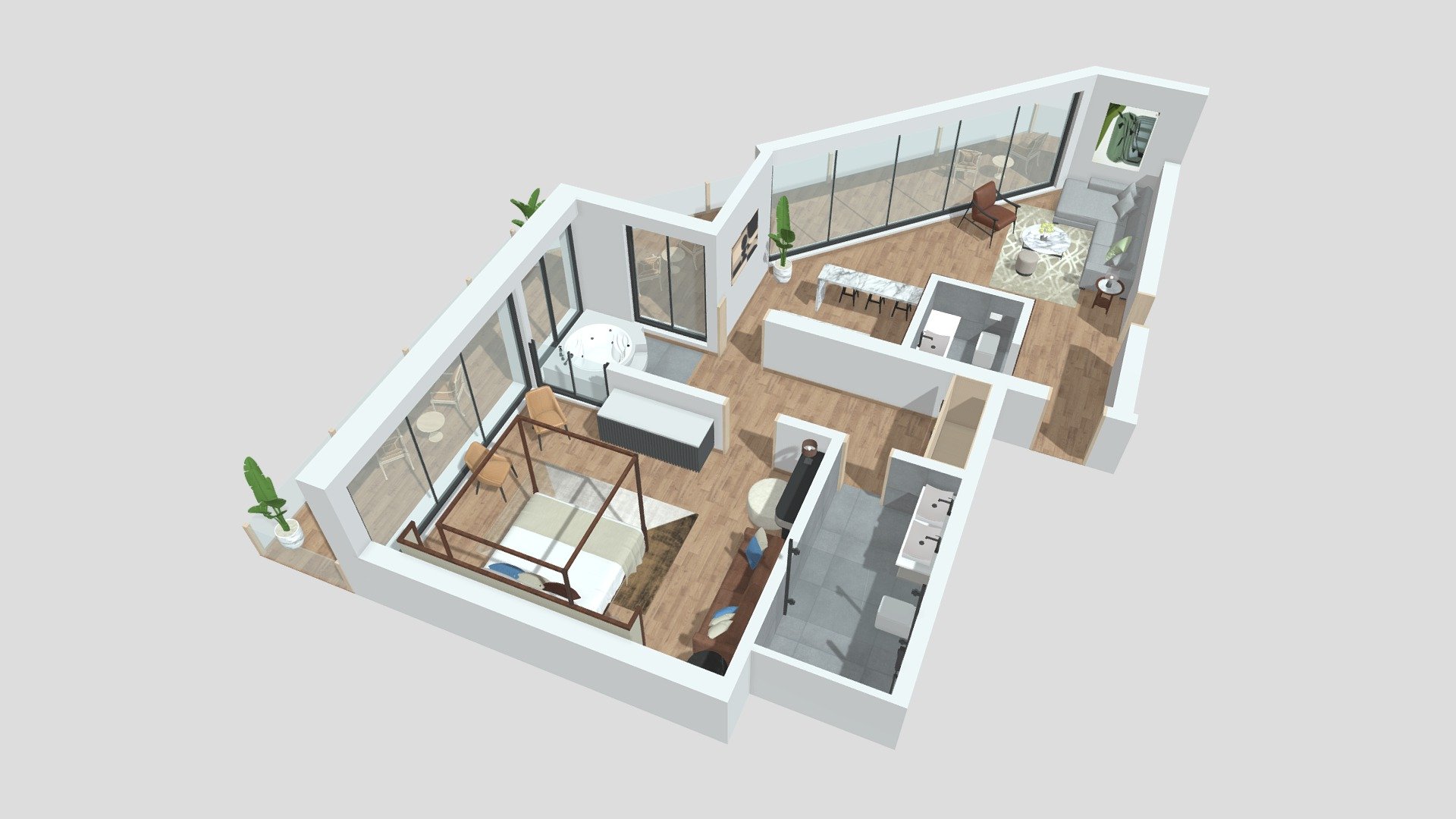 Ambiance Resort Hunza - One Bed 106 (1263.42sft) - 3D model by Zameen