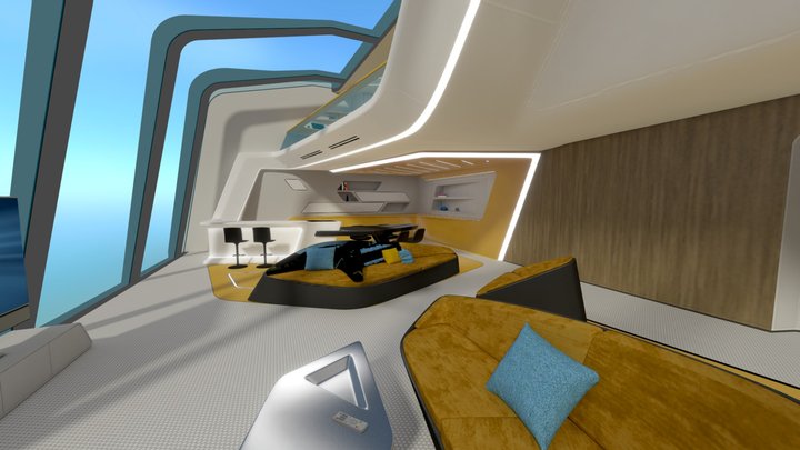 House by the sea. Interior. 3D Model