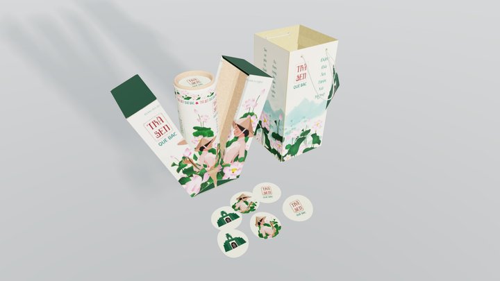 Vietnamese Lotus Tea Packaging Design 3D Model